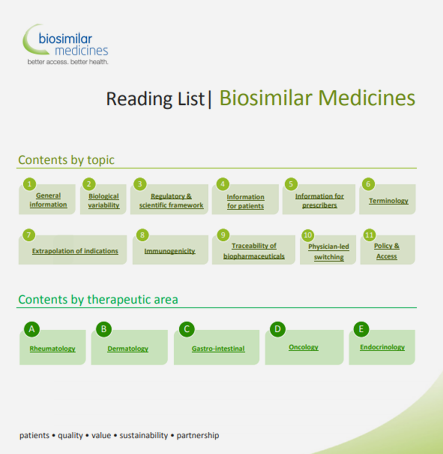 A recommended Reading List on biosimilar medicines (2019)